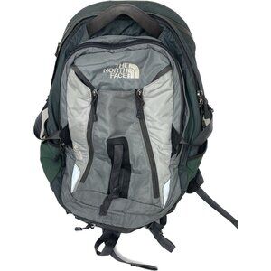 North Face Surge Backpack Gray Green Commuter 6 Zippered Compartments